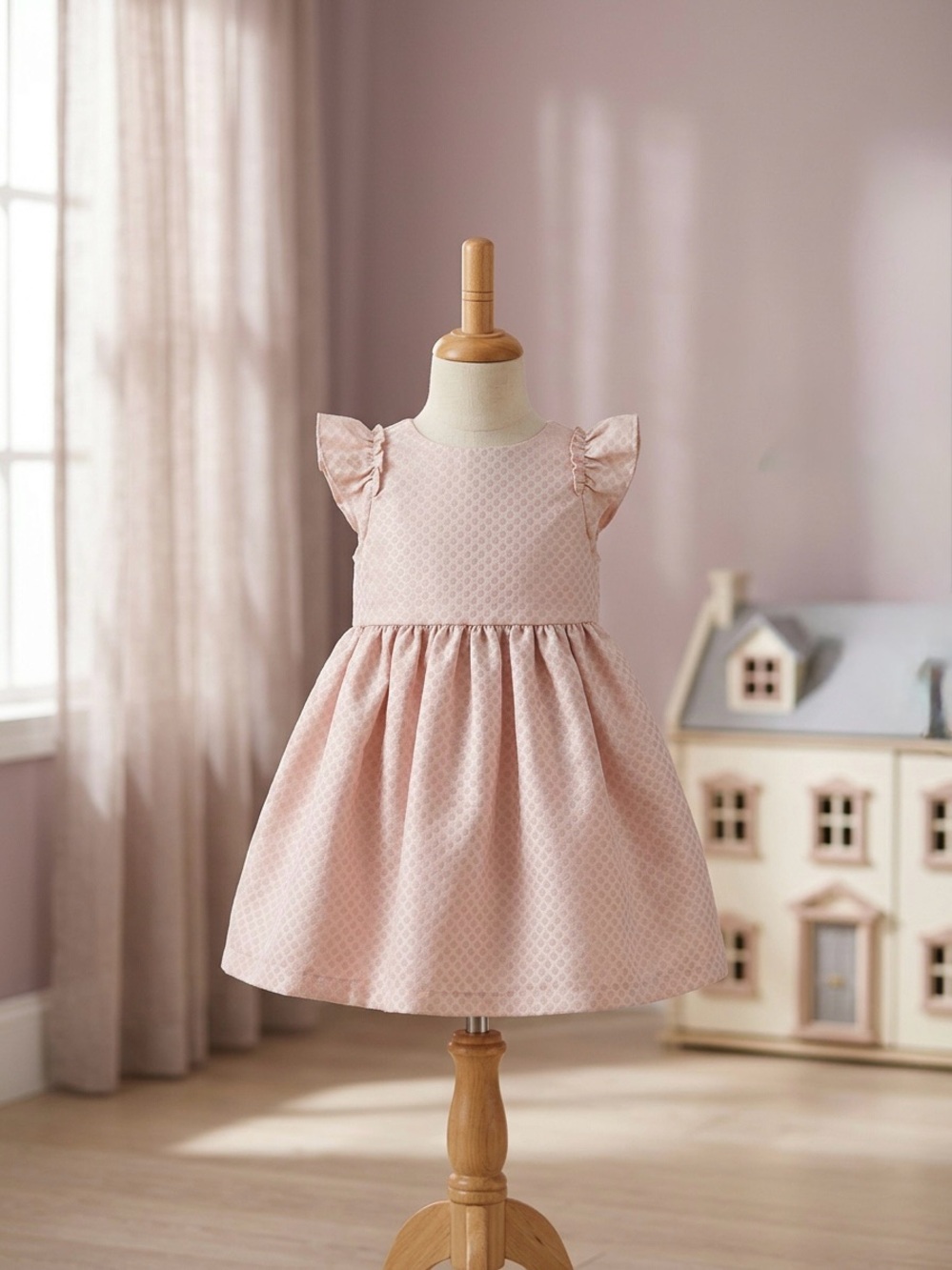 Carter's Blush Pink Flutter Cap-Sleeve Dress